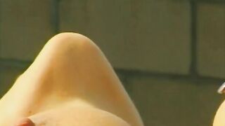Dyke 18 yo having fun with dildos and pussies public