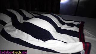 Curvy ladyboy sucking big white dick