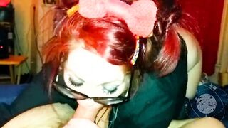 Swallowing his load makes Moxi GLOW - MoxiBluez