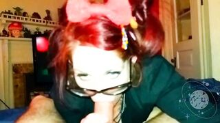 Swallowing his load makes Moxi GLOW - MoxiBluez