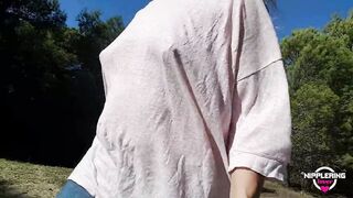 nippleringlover turned on cougar caught by stranger while flashing boobs at the beach intense spread pierced nipples