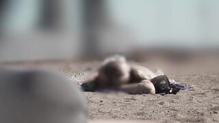 Bulge cock flash on beach - outside flashing