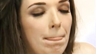 Bombshell dark haired riding a rough thick dick with her tight soak vagina