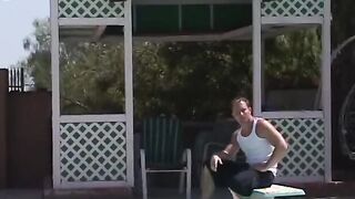 Blonde offer guy bj inside pool then lowers her soak cunt onto his rough dick