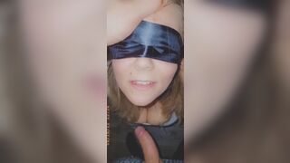 Submissive hoe blindfolded degraded and was fed a nice load