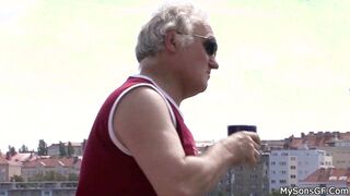 His cheating mistress ride father into law older penis