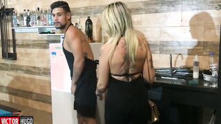 Older inked woman giving her booty to my friend