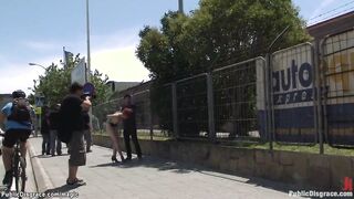Redhead Euro slut anal fucked in public