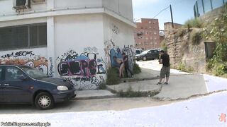 Redhead Euro slut anal fucked in public