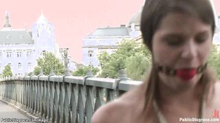 Busty Euro babe fucked in public