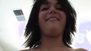 19 Yr older amateur with DDD breasts licks the cameraman's