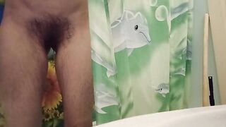 Real shower with babe unshaved MILF. Peeing.