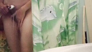 Real shower with babe unshaved MILF. Peeing.