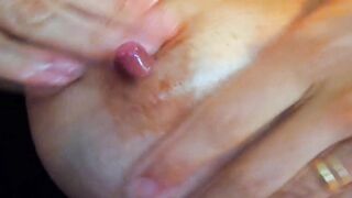 My ex-wife having fun with her huge breasts and her nipples
