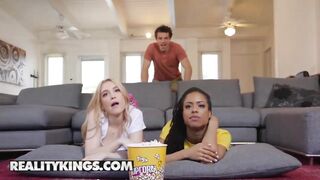tiny tit African and white eighteen bbfs share penis at film - Reality Kings