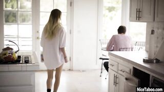 beauty blonde teenie Riley Star blows stepdads dick before hardcore