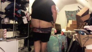 buttcrack putting clothes away