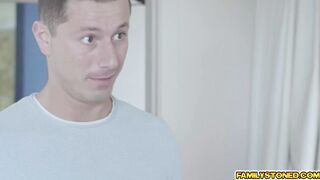 Stepbrother fucks his stepsisters as they took turns ride his