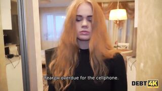 DEBT4k. Graceful red head on boner because she bought a TV
