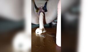 Gf opened her twat and tortures her with 2 cocks