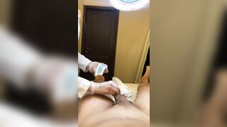 Cock wax depilation by Beginner adorable bimbos - holds my foreskin