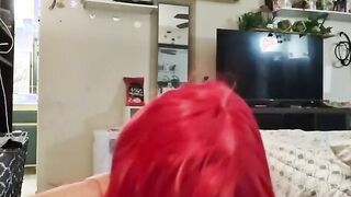 Rides Daddys rough penis and deep throat his dick while moms gone