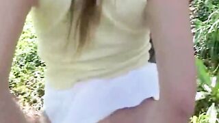18 Year Old hot finger bang herself outside