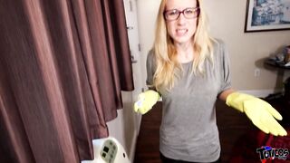 Angry blonde white women confronts ebony bro upstairs and gets