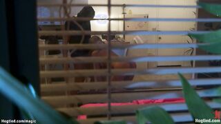 Masked intruder fucks busty student