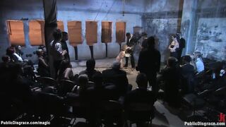 Service slave rough fucked in public