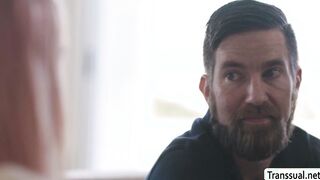 Stepfather destroys shemale stepteens ass