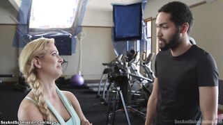 Black camera man tormenting MILF