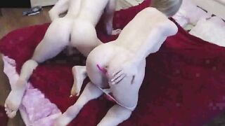 Blonde on the stream gets banged inside doggy and does bj