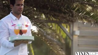 vixen incredible sexy redheads seduce bartender while on vacation