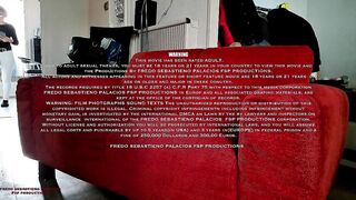 Step dad comes home - while step cougar jerks step son's dick on the couch