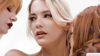 Lesbian devils facesitting busty blonde