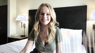 Dark Haired teens first timer spreads her twat and blows dick