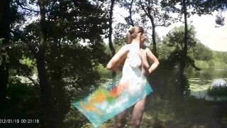 my GF and her hubby are nude inside the forest.
