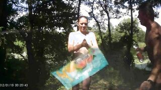 my GF and her hubby are nude inside the forest.