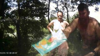 my GF and her hubby are nude inside the forest.