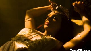 Kira Noir lustfully sucked Eva Maxim's she-dick