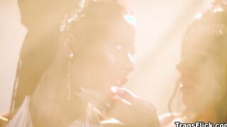 Kira Noir lustfully sucked Eva Maxim's she-dick
