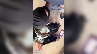 Rubber maid bj inside leashed