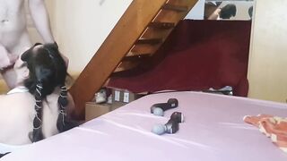 Slutty bitch fiance loves throating bj
