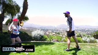 Cute Blonde beauty needs Baseball Lessons but instead her Huge Friend Getting Balls Deep in her Tiny Pussy
