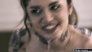 Tattooed latina fucking her old teacher