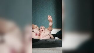 Home explicit striptease, masturbation, games with a dildo and violent orgasm