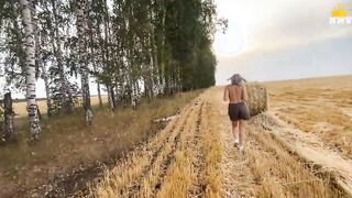 Whore nailed and cum inside mouth inside the hayloft