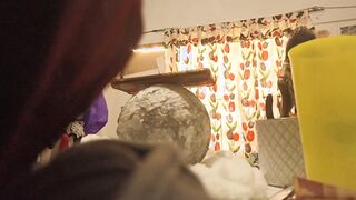 chubby ex-wife putting on clothes into bedroom