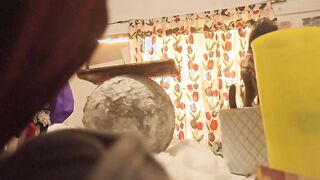 chubby ex-wife putting on clothes into bedroom